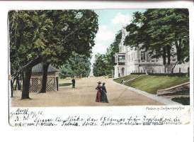 Reval = Tallinna  Parken in Catharinendahl   -postikortti  paikkakuntapostikortti  kulkenut 1906