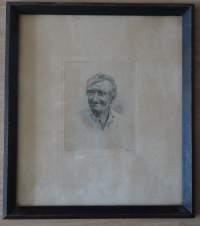Axel Tallberg,&quot;Fiskaren &quot; etsaus sign 36X31cm  kehystetty