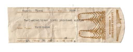 Lavian Apteekki  A Söderholm, resepti  signatuuri  1948