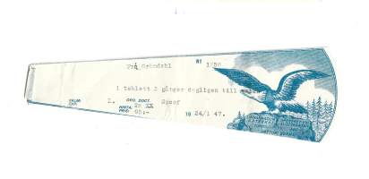 Linnankadun Apteekki  Artturi Sorma , resepti  signatuuri   1947