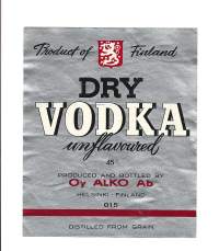 Dry Vodka  Alko nr 015 - viinaetiketti