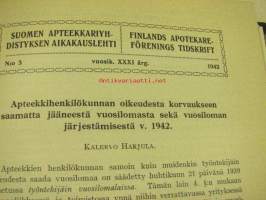 Suomen Apteekkariyhdistyksen aikakauslehti 1941-1943 -sidottu vuosikerta, yhteissidos