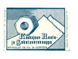 Kauhajoen Rauta- ja Sekatavarakauppa  - tulitikkuetiketti