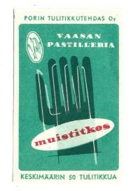Vaasan pastilleria  - tulitikkuetiketti