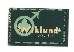 Wiklund Turku  - tulitikkuetiketti
