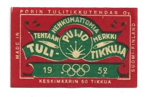 Puijo Olympia 1952  - tulitikkuetiketti