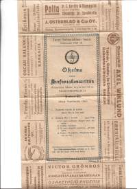 turun Soitannallien Seura Sinfoniakonsertti  - käsiohjelma 19421-22 Palokunnantalo