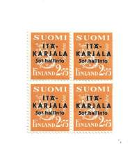 Itä-Karjala Sot hallinto 2,75 mk neliö postituore **