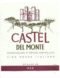 Castel del Monte ja Castello de Monte Alko nr 456 viinietiketti  -  viinaetiketti