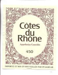 Cotes du Rhone  Alko nr 450 - viinietiketti viinaetiketti