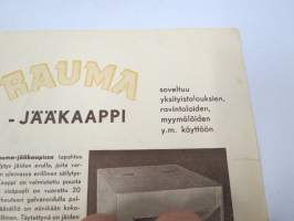 Rauma jääkaappi R-2 - puurakenteinen galvanoidulla jääsäiliöllä -myyntiesite / käyttöohje