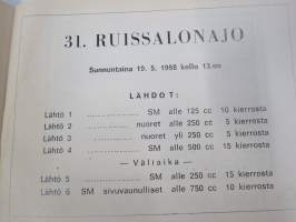 31. Ruissalon ajo 19.5.1968 -käsiohjelma / program, Jarno &amp; Jari Saarinen, Kent andersson, bo Granath, Pentti Korhonen, Roy Bisbey, Matti Salonen, Erkki Kemiläinen