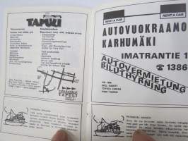 Lappeenranta passi - passport - pass - passeport 1973 -matkailumainos / esitettelykirja paikkaunnan ravintoloista kaupoista, liikenteestä yms.