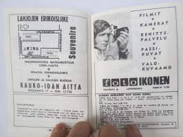 Lappeenranta passi - passport - pass - passeport 1973 -matkailumainos / esitettelykirja paikkaunnan ravintoloista kaupoista, liikenteestä yms.