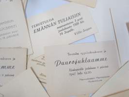 Kurtukkortteja erä; vihkiäisiä ja syntymäpäiviä ym. noin aikaväliltä 1920-luku - 1990-luku, noin 50 kappaletta