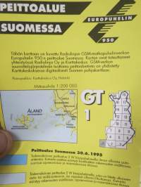 Karttakeskus / Radiolinja GT-kartat / peittoaluekartat GSM 950 verkolle + kartat 1, 3-17 + GSM Autolijan tiekartta + NMT 900 kartta -sarja laatikossa