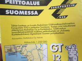 Karttakeskus / Radiolinja GT-kartat / peittoaluekartat GSM 950 verkolle + kartat 1, 3-17 + GSM Autolijan tiekartta + NMT 900 kartta -sarja laatikossa