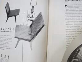 Kaunis Koti 1955 nr 6, Lasi ja pellava, Artek-olohuone, Helsingin viim. empiretalo, Ellis Kauppi - Kupittaan Kulta Oy, Nuorikko messuilla, ym.