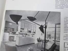 Kaunis Koti 1955 nr 6, Lasi ja pellava, Artek-olohuone, Helsingin viim. empiretalo, Ellis Kauppi - Kupittaan Kulta Oy, Nuorikko messuilla, ym.