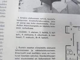 Kaunis Koti 1955 nr 6, Lasi ja pellava, Artek-olohuone, Helsingin viim. empiretalo, Ellis Kauppi - Kupittaan Kulta Oy, Nuorikko messuilla, ym.
