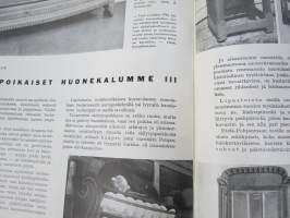 Kaunis Koti 1955 nr 6, Lasi ja pellava, Artek-olohuone, Helsingin viim. empiretalo, Ellis Kauppi - Kupittaan Kulta Oy, Nuorikko messuilla, ym.