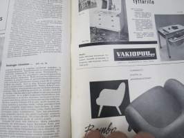 Kaunis Koti 1955 nr 6, Lasi ja pellava, Artek-olohuone, Helsingin viim. empiretalo, Ellis Kauppi - Kupittaan Kulta Oy, Nuorikko messuilla, ym.