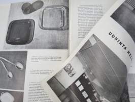 Kaunis Koti 1955 nr 1, Eero Paatela silinteriopaali -valasin, Rautatalo (Aalto) - uusinta Helsinkiä, Toini Muona -artikkeli, Rivitalot, ym.