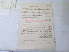 kirkkoherran maksut  tammela 1940