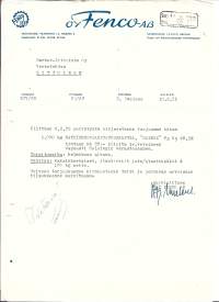 Fenco Oy Helsinki 1955 -  firmalomake