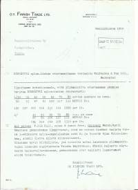 Finnish Trade ltd Oy Helsinki 1955  - firmalomake