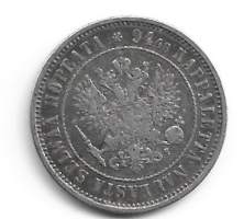 1 markka  1874  hopeaa