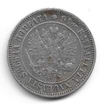 1 markka  1890  hopeaa