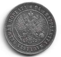 1 markka  1890  hopeaa