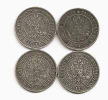 1 markka  1890  hopeaa 4 kpl erä