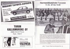 Harmonikkatähdet Turussa 11.10. 1987. Konserttiesite, mainosesite