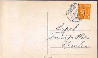 Postikortti - Iloista joulua (1948. Postimerkki leimattu Kalajoki 22.XII48. (PT 1/10)