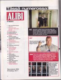 Alibi 2001 N:o 7.  Mafiapomolta raaka kostouhkaus. Uhri poltettiin elävältä. Markus tappoi homon. 14-17 vuotiaita tyttöjä epäillään tapon yrityksestä.