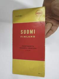 Shell maantiekartta Suomi - Finland - Vägkarta över Finland - Road Map 1960 Pohjoinen lehti