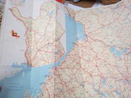 Shell maantiekartta Suomi - Finland - Vägkarta över Finland - Road Map 1960 Pohjoinen lehti