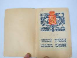 Suomi - Finland Lars Waldemar Lindman, matkapassi / passi nr 3034, 23.8.1920, ulkomaille, erittäin runsaasti leimoja &amp; leimamerkkejjä, lisälehti Saksaan yms.