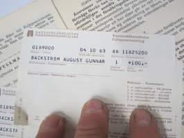 Folkpensionsanstalten - Pensionsbrev nr 88.118.250, 31.7.1953 - August Gunnar Bäckström -eläkevakuttuskirja