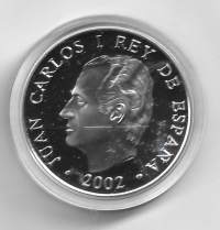Espania 10 euro 2002. Spanish presidency of the EUJuan Carlos I KM 1048. Hopeaa / silver 27 g (925/1000) Proof