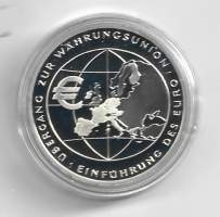 Saksa 10 euro  2002  Euron käyttöönottoHopeaa18 g  0.925 Proof