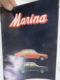 Morris Marina 1.3 Coupé, 1.8 Coupé, 1.8. 1.8 TC Coupé, 1.3 Saloon, 1.8 Saloon, 1.8 TC Saloon 1972 -myyntiesite / sales brochure