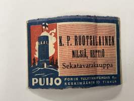 K.P. ruotsalaien, Nilsiä, Reittiö, Sekatavarakauppa -tulitikkuetiketti