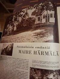 Kotiliesi N:o 21, 1955.Kansantajuisia kirjoituksia ja  ohjeita ruuasta, lasten asioihin, säilytys tiloista ompeluohjeisiin. Sivuja 56