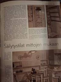 Kotiliesi N:o 21, 1955.Kansantajuisia kirjoituksia ja  ohjeita ruuasta, lasten asioihin, säilytys tiloista ompeluohjeisiin. Sivuja 56