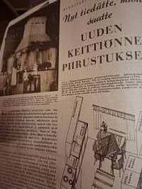 Kotiliesi 1-2, 1948. Uuden keittiön suunnittelua, ihmiselon soveltuvuutta jopa puukauhojen tekoa ja malleja. On aina hauska katsella kunkin ajan mainoksia.