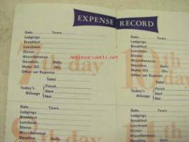 Gulf Tourgide Log Book -huoltoasemaketjun USA:ssa jakama ajoreitin seurantavihkonen 1950-luvulta