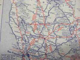 Gulf Oil western United States Info Map -huoltoasemaketjun USA:ssa jakama tiekartta